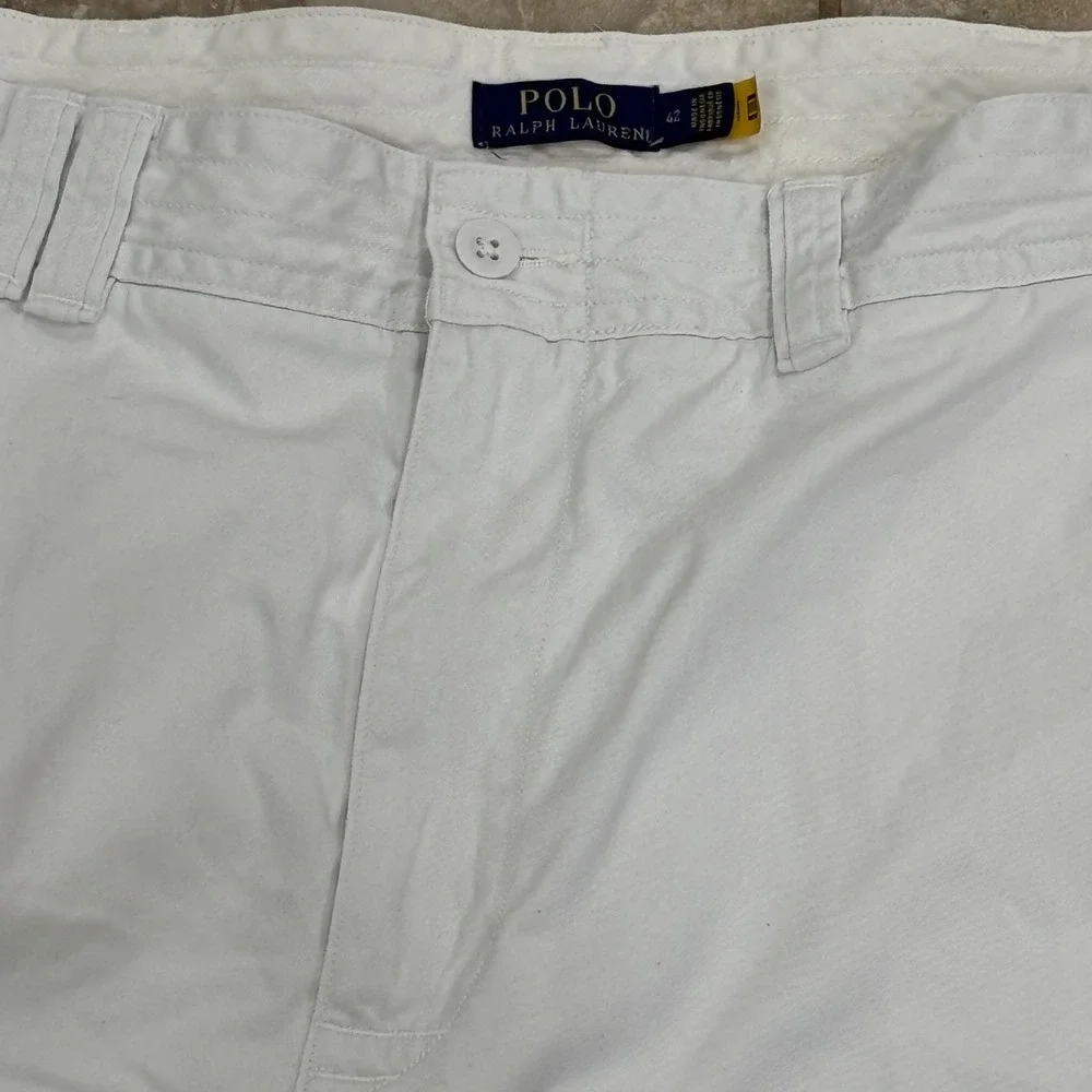 Polo Ralph Lauren Mens White Cotton Twill Cargo Shorts Size 42 Utility Summer